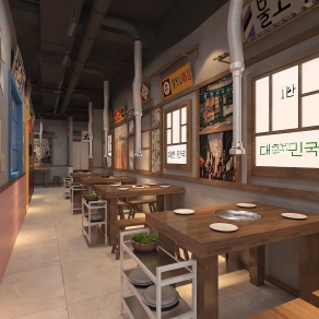 工业风烤肉店3D模型下载